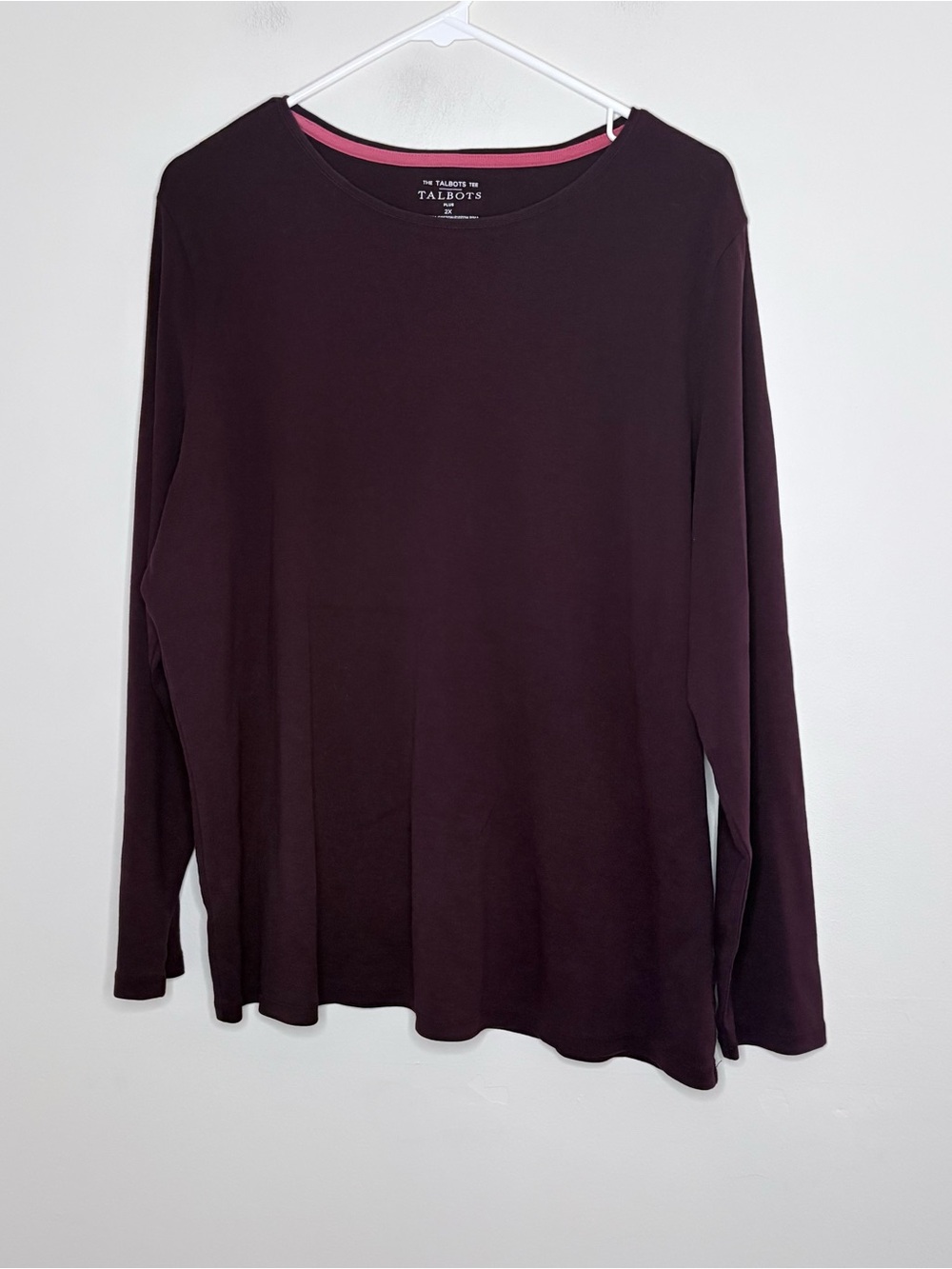 The Talbots Tee Women’s Long Sleeve Top 2X Maroon Pima Cotton Fall